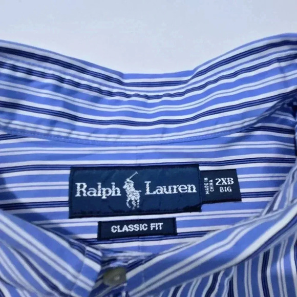 Ralph Lauren Mens Button down Polo Striped Long Sleeve Classic Fit 2X Big - Picture 7 of 10